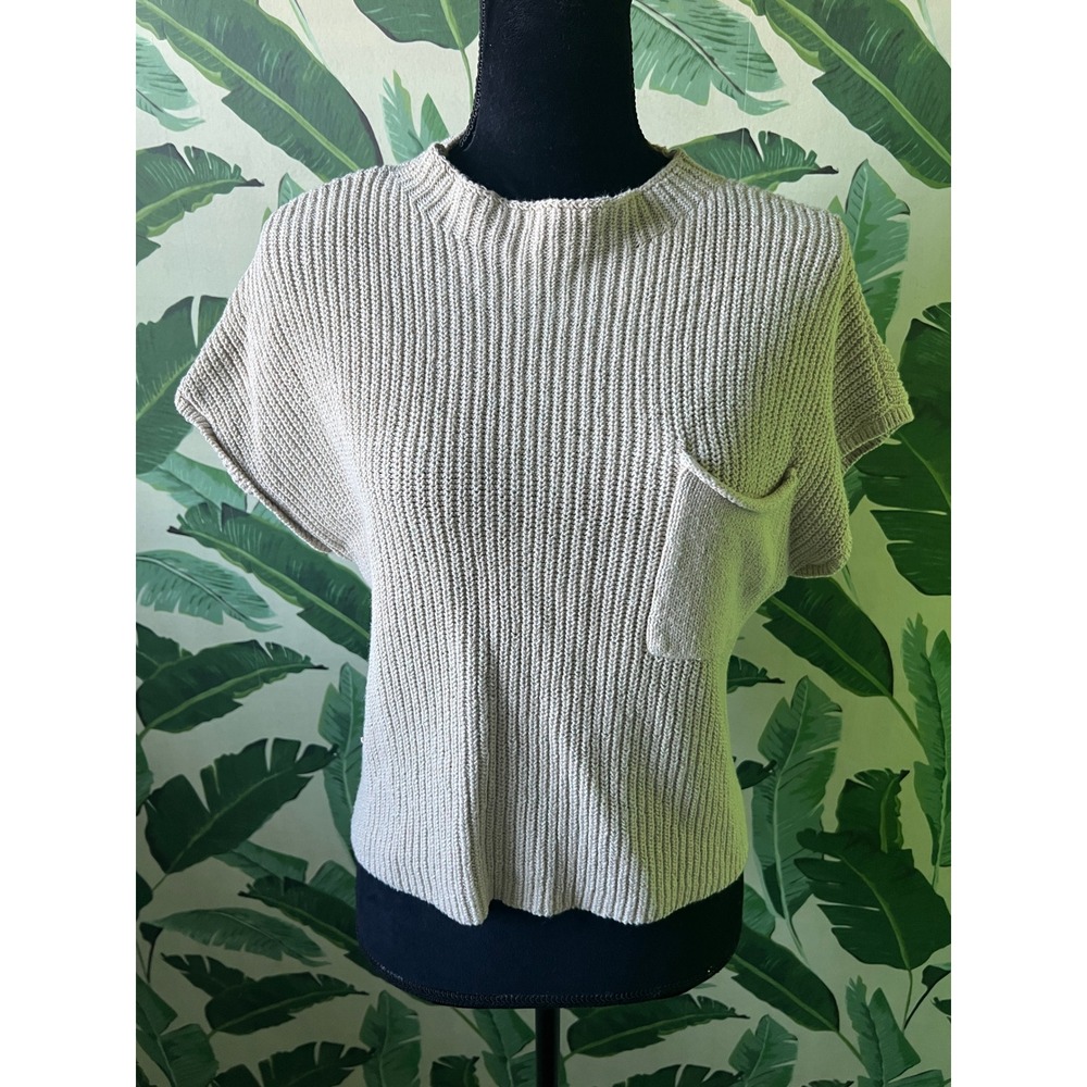 Free People Beach Short Sleeve Sweater Women Small Tan